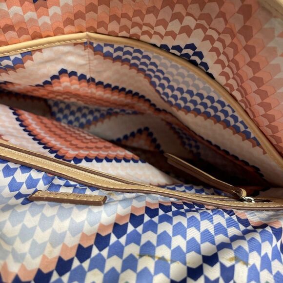 Stella & dot Rattan woven beige large shoulder bag with cream trim and strap - Picture 10 of 11